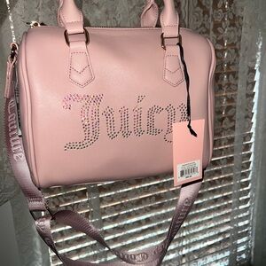 Juicy Couture Pink Satchel with Structured Handles and Crossbody Strap